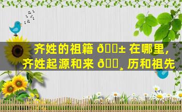 齐姓的祖籍 🐱 在哪里,齐姓起源和来 🕸 历和祖先